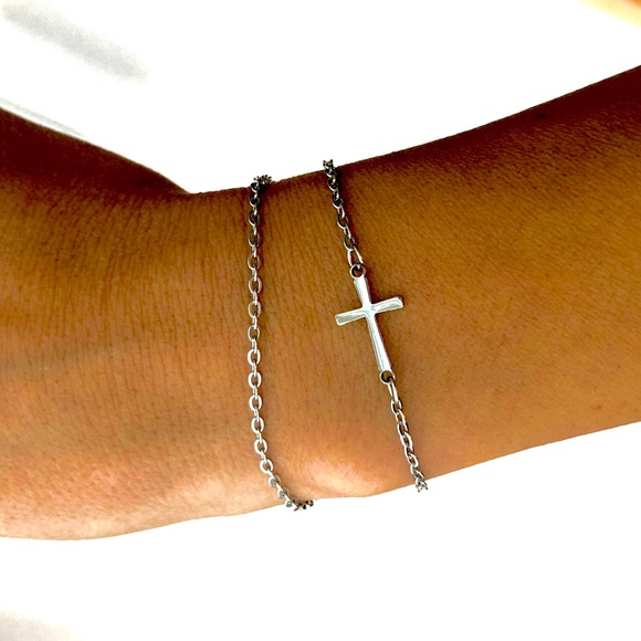 Jewelry - • Zoe • Stainless Steel Layered Cross Bracelet